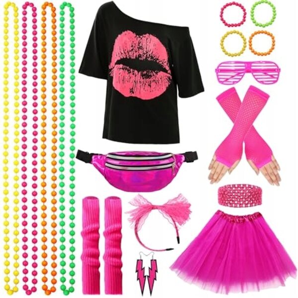 Vintage Damenkostüm 80er-90er Jahre Rosa XXL für Karneval und Mottopartys