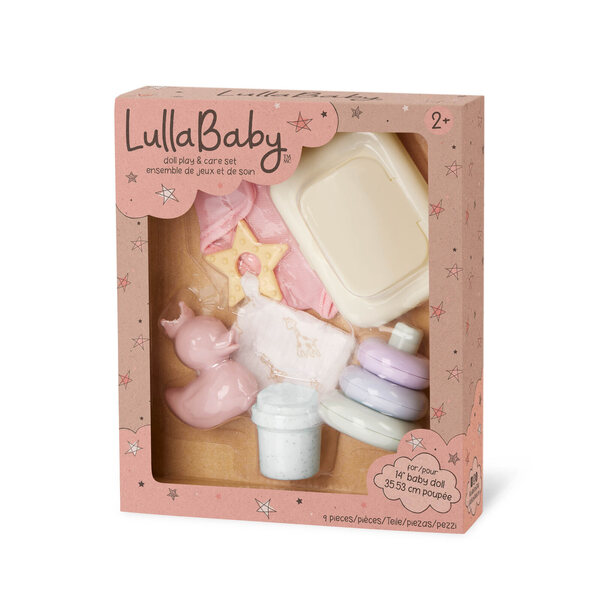 Set giochi con accessori cambio pannolini e giocattoli per bambola LullaBaby