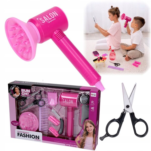 Kinderfriseurset mit batteriebetriebenem Haartrockner und komplettem Zubehör