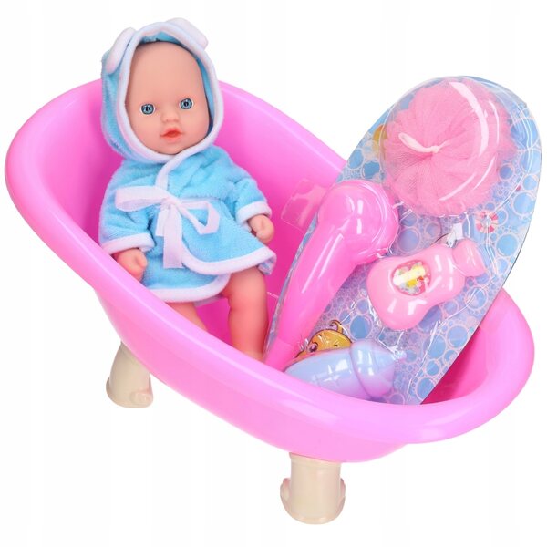 Wanna e bobas set per il bagnetto con vaschetta rosa e accessori per bambole