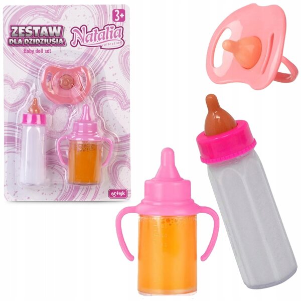 Set aus magischen Milch- und Saftflaschen mit Schnuller für Luxma-Puppen