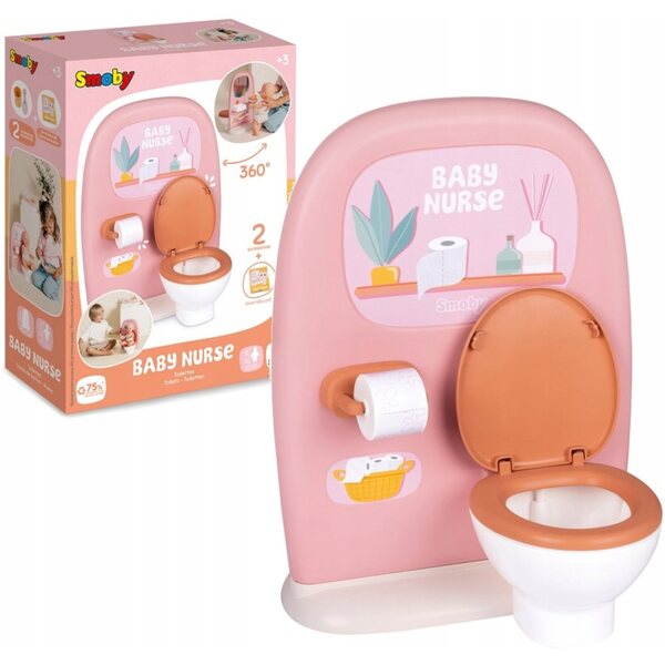 Smoby Baby Nurse doppia toilette per bambole con accessori e arredi rosa-arancio
