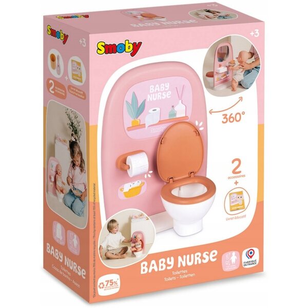 Smoby Baby Nurse doppia toilette per bambole con accessori e arredi rosa-arancio