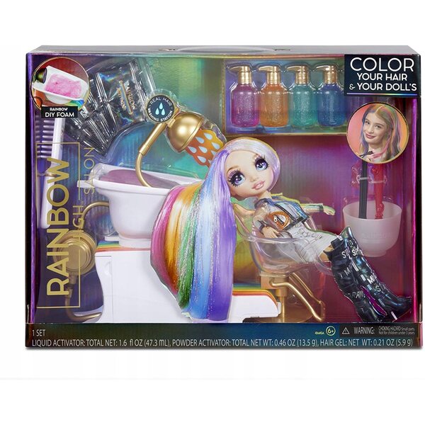 Set per la cura delle bambole Rainbow High con una salvietta e 5 tinture per capelli