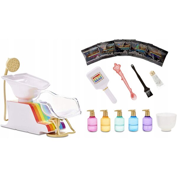 Set per la cura delle bambole Rainbow High con una salvietta e 5 tinture per capelli