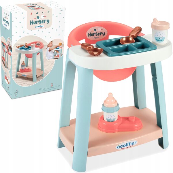 Set Ecoiffier con seggiolone e accessori per bambole, gioco educativo 18m+