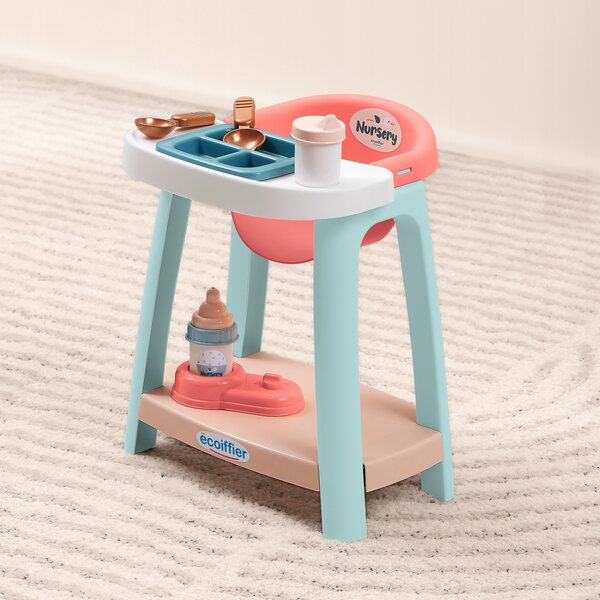 Set Ecoiffier con seggiolone e accessori per bambole, gioco educativo 18m+