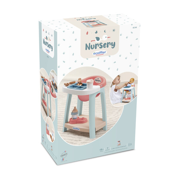 Set Ecoiffier con seggiolone e accessori per bambole, gioco educativo 18m+