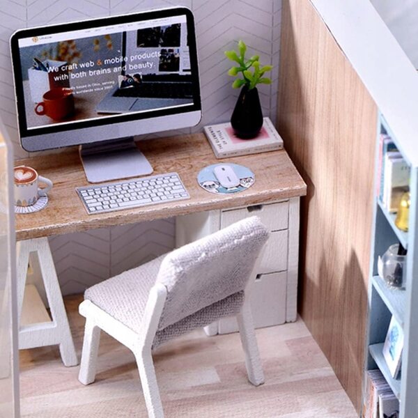 Dollhouse Legno LED a due Piani Retro con Dettagli e Mobili da Montare DIY