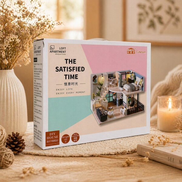 Dollhouse Legno LED a due Piani Retro con Dettagli e Mobili da Montare DIY