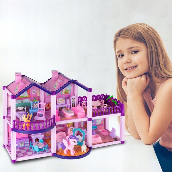 Casa delle bambole MalPlay 38,5 cm per pony e un cane con arredo completo