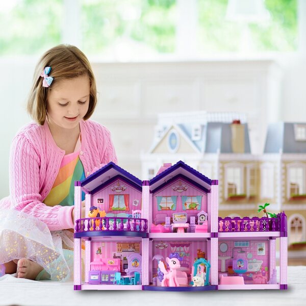 Casa delle bambole MalPlay 38,5 cm per pony e un cane con arredo completo