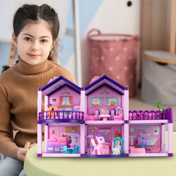 Casa delle bambole MalPlay 38,5 cm per pony e un cane con arredo completo