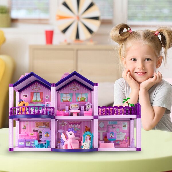 Casa delle bambole MalPlay 38,5 cm per pony e un cane con arredo completo