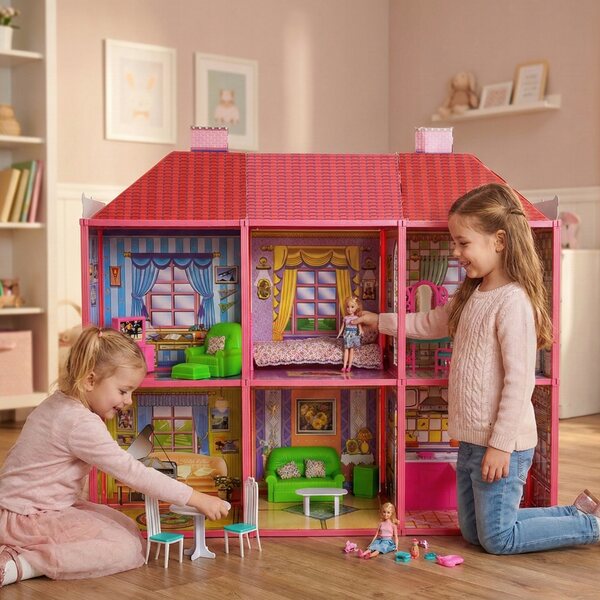 Funfit My Lovely Villa XXL Puppenhaus, 128 Elemente, 6 Zimmer