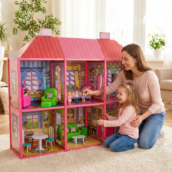 Funfit My Lovely Villa XXL Puppenhaus, 128 Elemente, 6 Zimmer