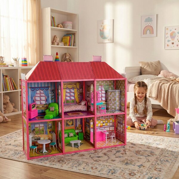 Funfit My Lovely Villa XXL Puppenhaus, 128 Elemente, 6 Zimmer