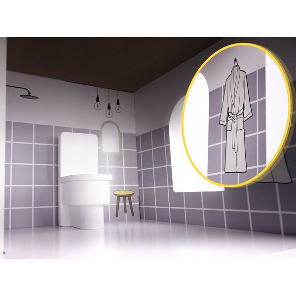 Großes Puppenhaus Ikonka aus Holz 70 cm mit grau-weißen Möbeln und Terrasse