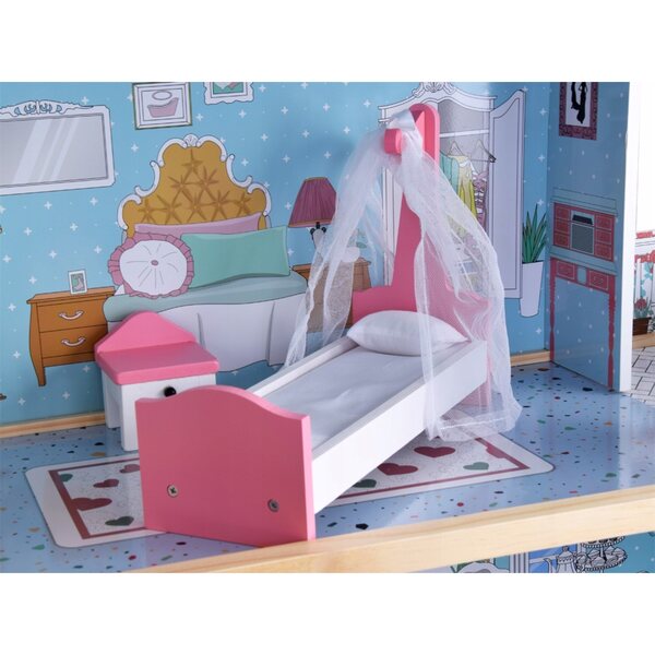 Großes hölzernes Puppenhaus Jokomisiada 121 cm mit Möbeln und LED