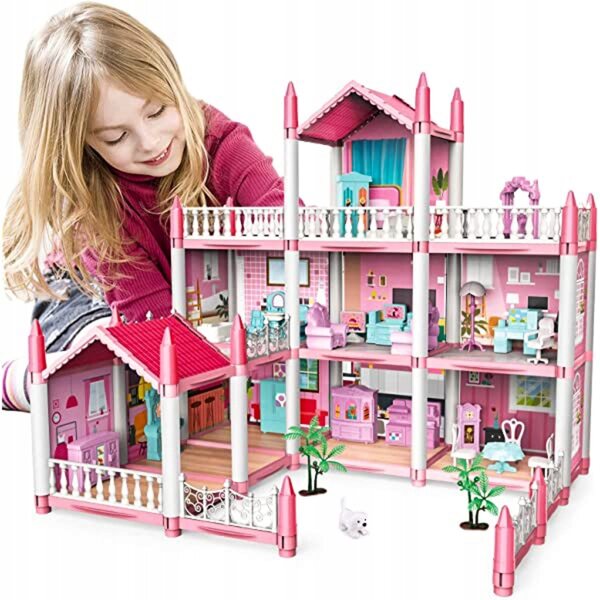 Dollhouse MalPlay Villa Rosa 47,5 cm con 26 arredi e terrazze per bambini