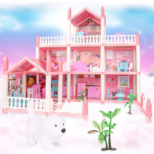 Dollhouse MalPlay Villa Rosa 47,5 cm con 26 arredi e terrazze per bambini