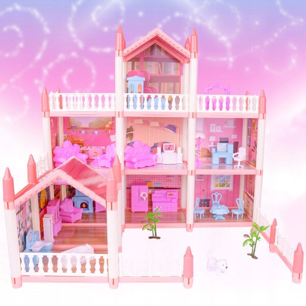 Dollhouse MalPlay Villa Rosa 47,5 cm con 26 arredi e terrazze per bambini