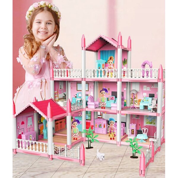 Dollhouse MalPlay Villa Rosa 47,5 cm con 26 arredi e terrazze per bambini
