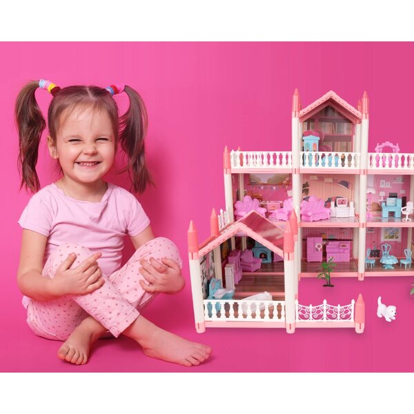 Dollhouse MalPlay Villa Rosa 47,5 cm con 26 arredi e terrazze per bambini
