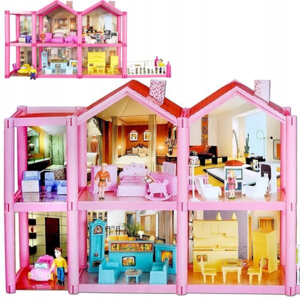 Casa per bambole HollaKids 6 stanze 136 pezzi con mobili e accessori