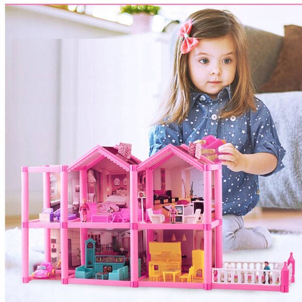 Casa per bambole HollaKids 6 stanze 136 pezzi con mobili e accessori