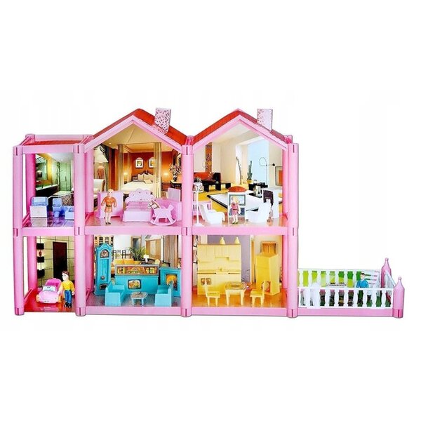 Casa per bambole HollaKids 6 stanze 136 pezzi con mobili e accessori