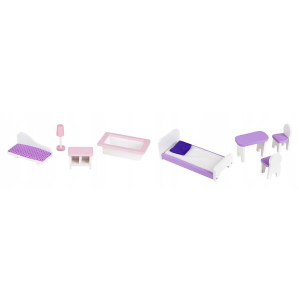 Casa delle bambole XXL Ecotoys - Casa in legno con mobili, 3 livelli, 4 stanze