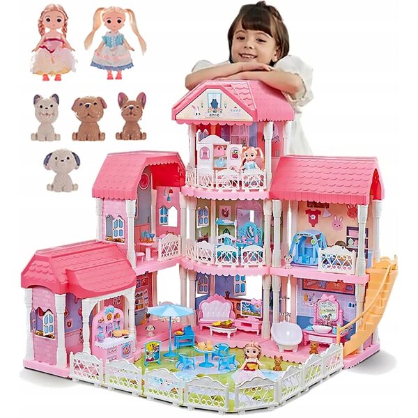 Grande casa delle bambole Kinderini con mobili e accessori per bambine dai 3 anni