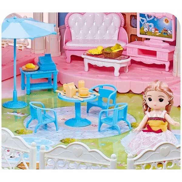Grande casa delle bambole Kinderini con mobili e accessori per bambine dai 3 anni