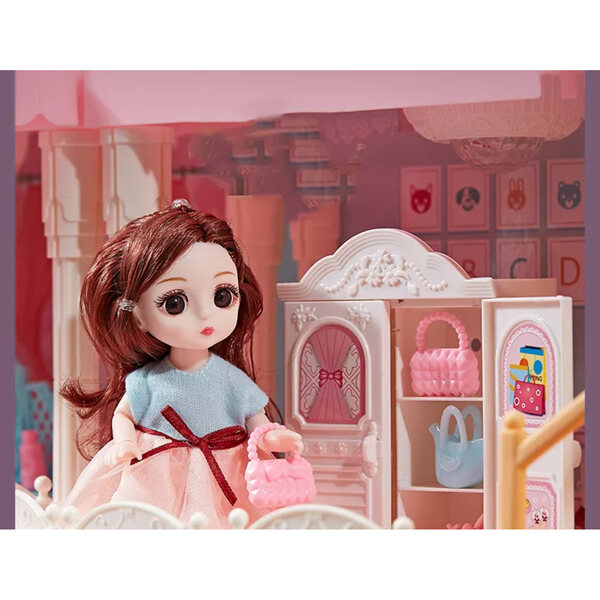 Grande casa delle bambole Kinderini con mobili e accessori per bambine dai 3 anni
