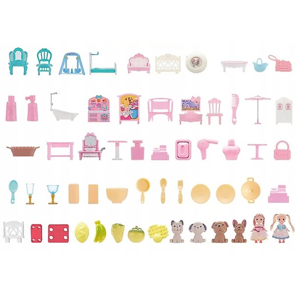 Grande casa delle bambole Kinderini con mobili e accessori per bambine dai 3 anni