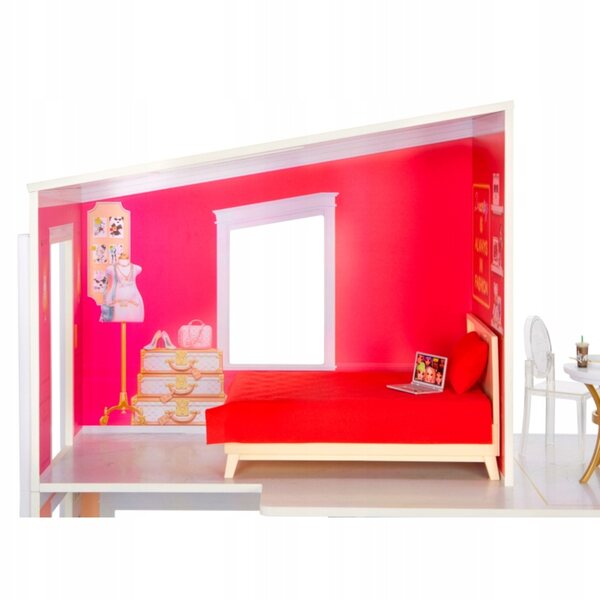 Casa delle bambole Rainbow High, in legno, a 3 piani, con accessori, 122 cm