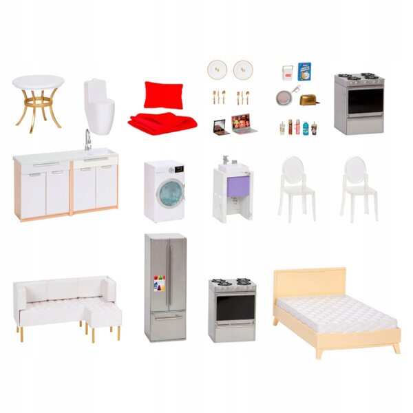 Casa delle bambole Rainbow High, in legno, a 3 piani, con accessori, 122 cm