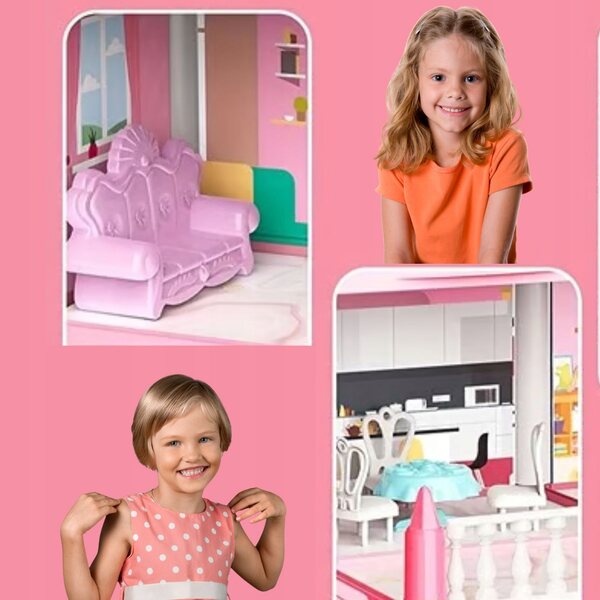 Ein 65 cm großes Puppenhaus mit Möbeln und Zubehör – ein kreatives Set für Kinder