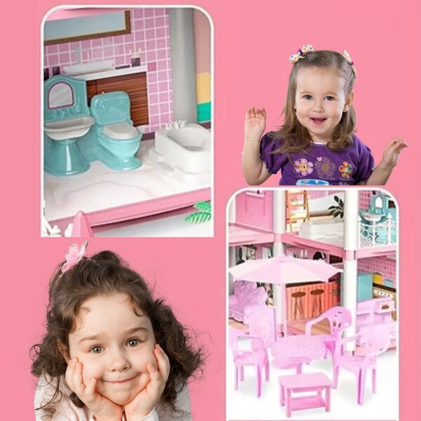 Ein 65 cm großes Puppenhaus mit Möbeln und Zubehör – ein kreatives Set für Kinder