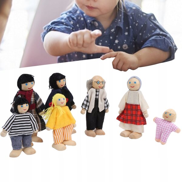 Doll di legno elastiche famiglia felice per bambini 3+ anni giochi educativi