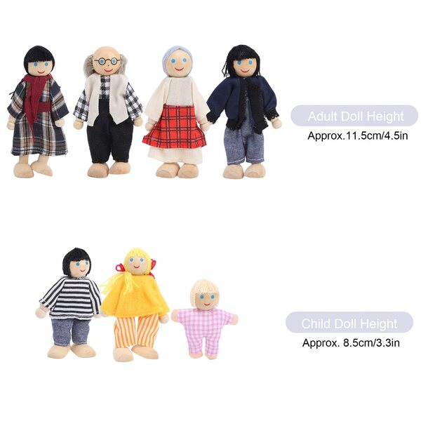 Doll di legno elastiche famiglia felice per bambini 3+ anni giochi educativi