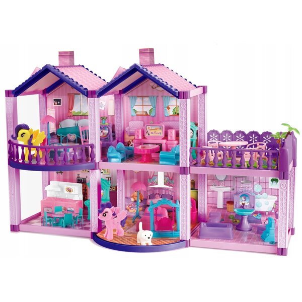 MalPlay Villa Sogno mit LED-Puppenhaus, 3 Größen und Terrasse, 57 cm