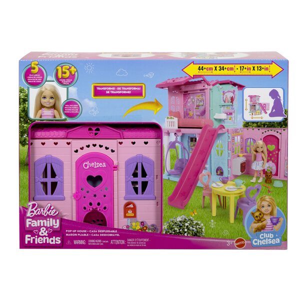 Barbie Cheslea Falthaus mit Puppenset für Kinder ab 3 Jahren