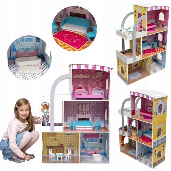 Casa delle bambole Kathay-Haster - lussuosa villa in legno 103 cm con mobili