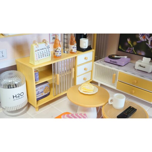 DIY-Miniatur mit LED – Elegantes Wohnzimmer mit 92 Elementen für Kreative