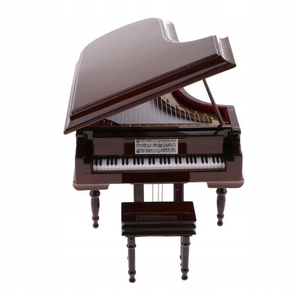 Mini modello pianoforte 1:12 con scatola musicale in legno e plastica marrone