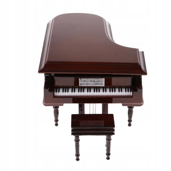 Mini modello pianoforte 1:12 con scatola musicale in legno e plastica marrone