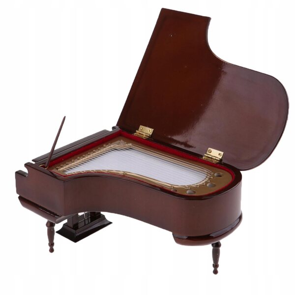 Mini modello pianoforte 1:12 con scatola musicale in legno e plastica marrone