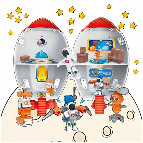 Casa delle bambole Razzo 41 cm con Astronauti e Robot Spaziali per Bambini